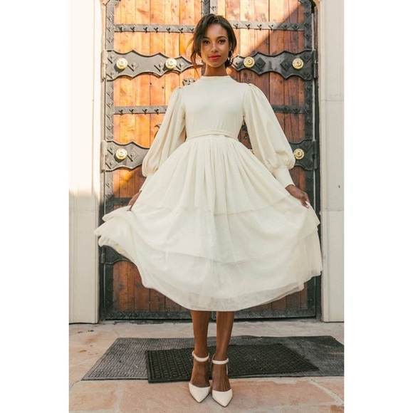 white dress with gold buttons Glamorous Forever Button Detail Knitted Ruched Midi Long sleeve fairy dress Size:II filter_SleeveLength:sleeveless
